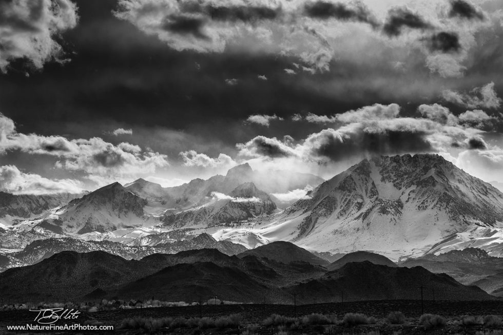 Black and White Photo of Sierra Mountains