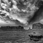 Black and White Photo of Monument Valley Horse