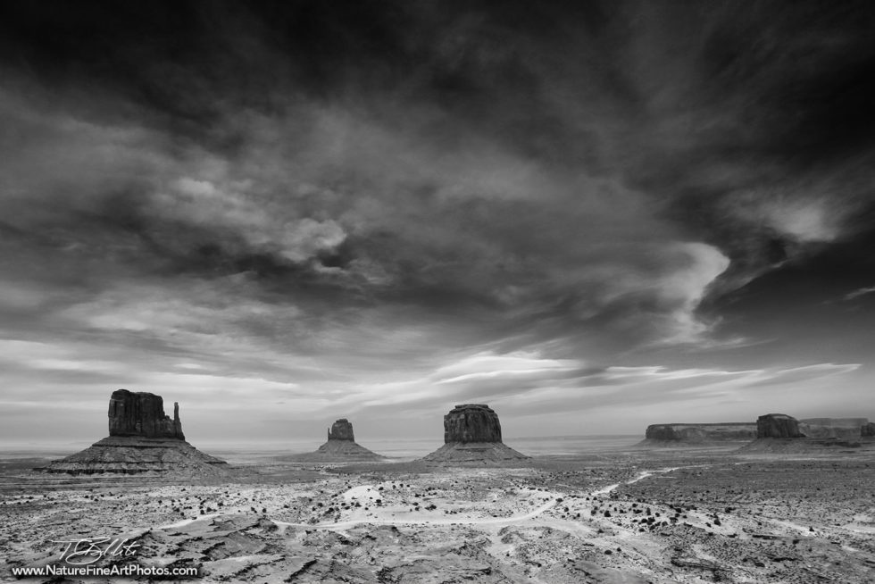 Black & White Photo of Monument Valley