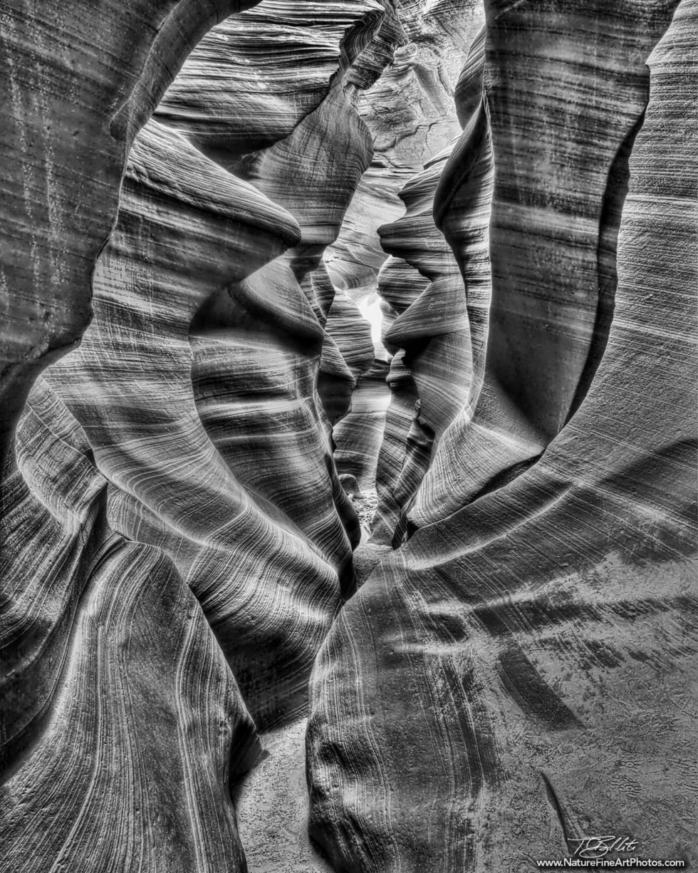 Black and White Photo of Antelope Canyon